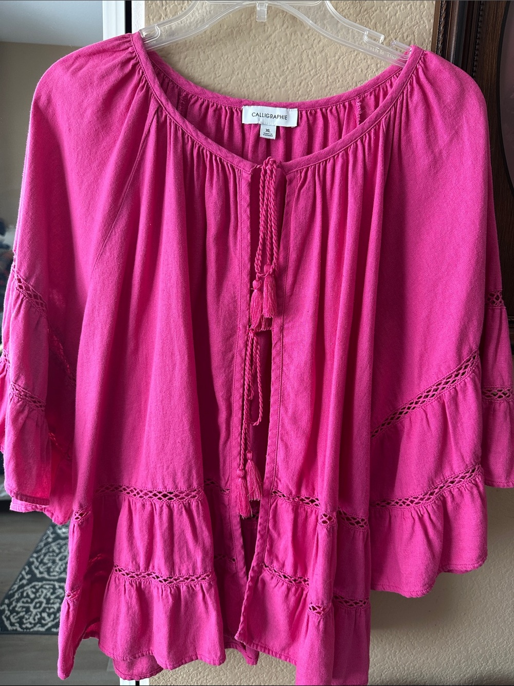 Calliope Fuchsia Tassel Peasant open tunic
